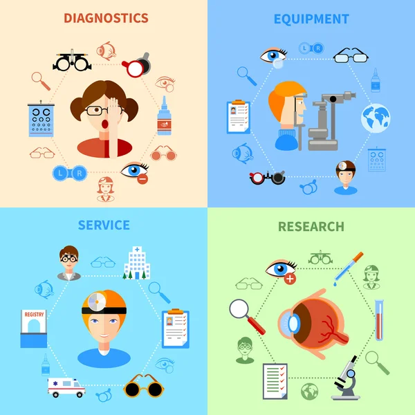 Ophthalmology And Eyesight Icons Set - Stok Vektor