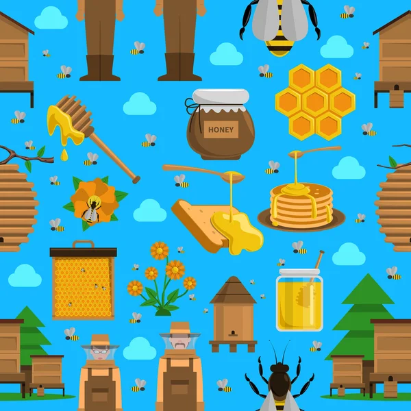 蜂蜜无缝模式 — 图库矢量图片
