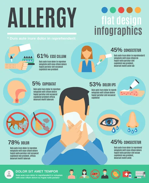 Conjunto de infográficos de alergia —  Vetores de Stock