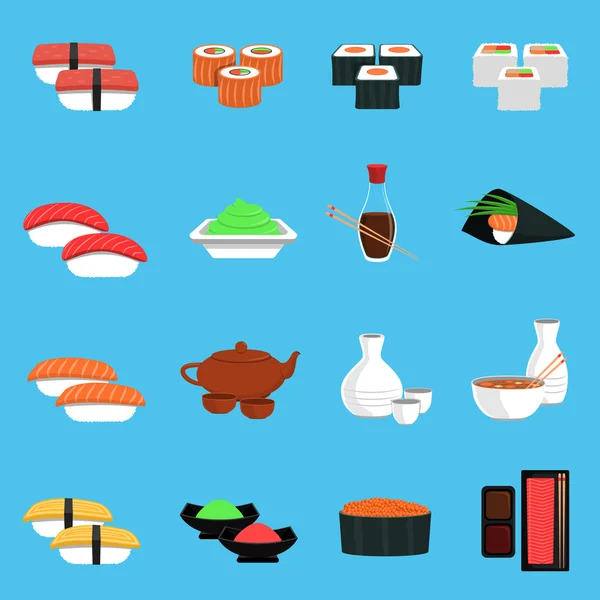 Sushi pictogrammen ingesteld — Stockvector