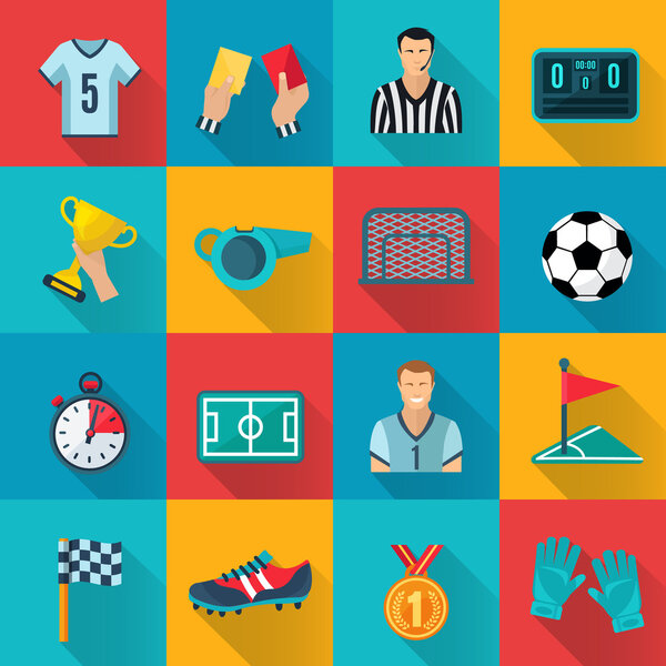 Soccer Flat Icons Set