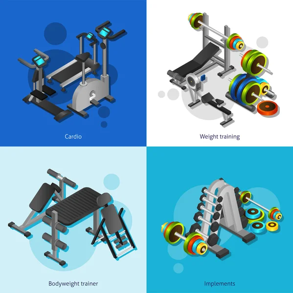 Conjunto de imagens de equipamentos de fitness — Vetor de Stock