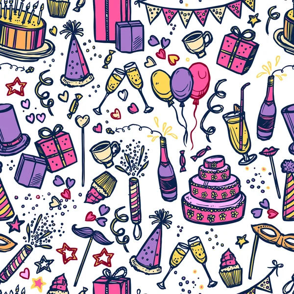 Birthday party time seamless pattern — Stock Vector