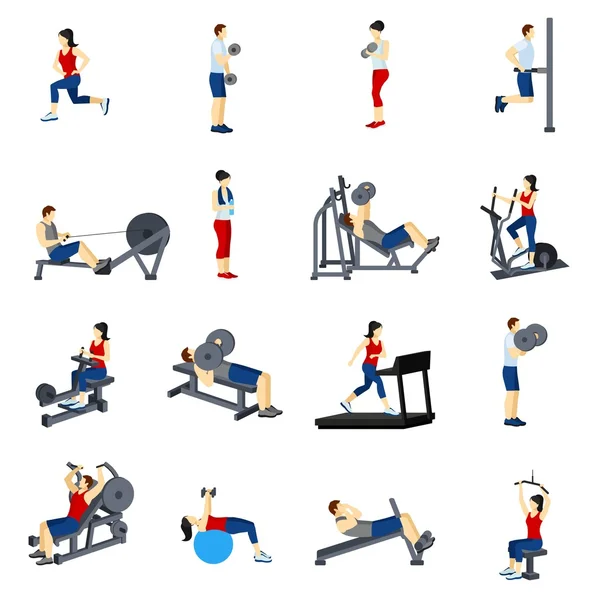 Fitness Gym conjunto de ícones de treinamento — Vetor de Stock