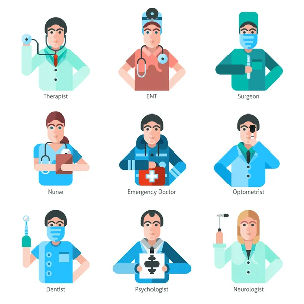 Conjunto de ícones de personagem médico —  Vetores de Stock