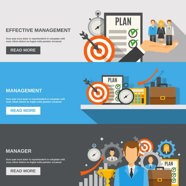 Management Banner Set — Stock Vector