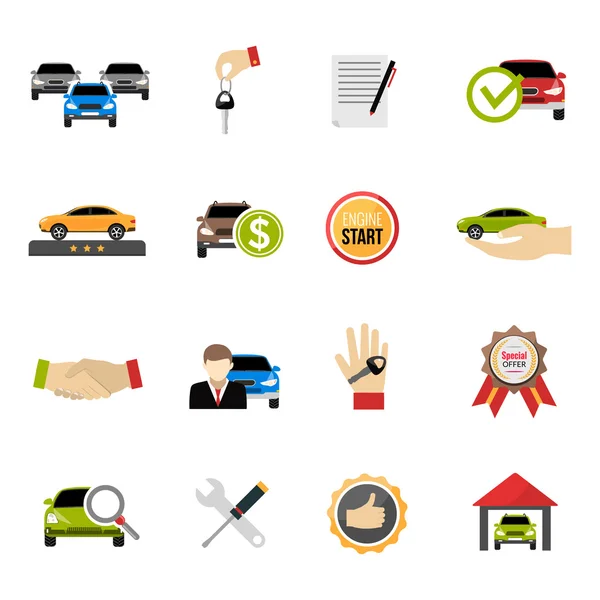 Iconen voor autodealers — Stockvector