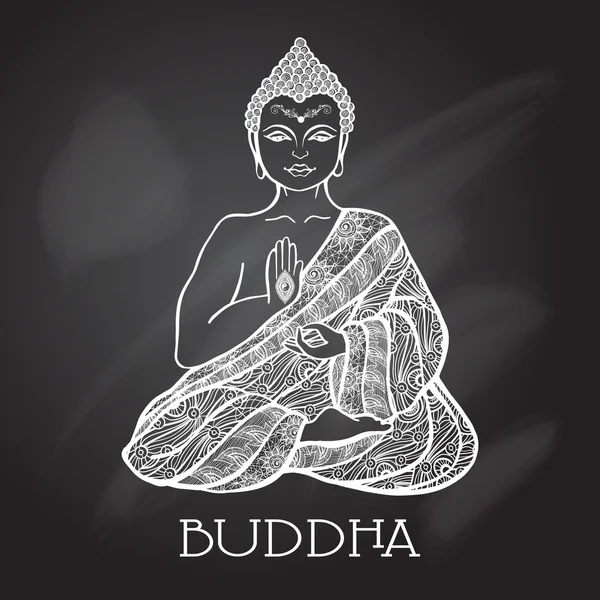 Kreidetafel Buddha-Illustration — Stockvektor