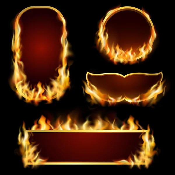 Fire Frames Set — Stock Vector