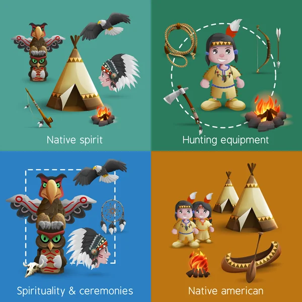 Set de iconos de diseño nativo americano — Vector de stock
