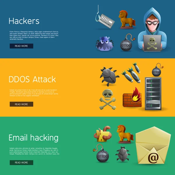 Banners de actividad de hackers — Vector de stock