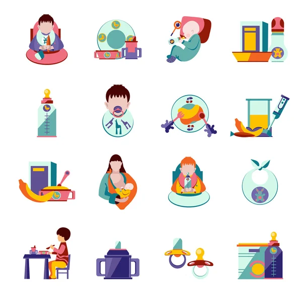 Baby voeden pictogrammen — Stockvector