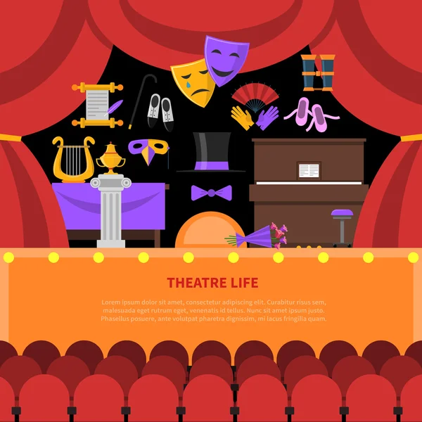 Théâtre Vie Concept Contexte — Image vectorielle