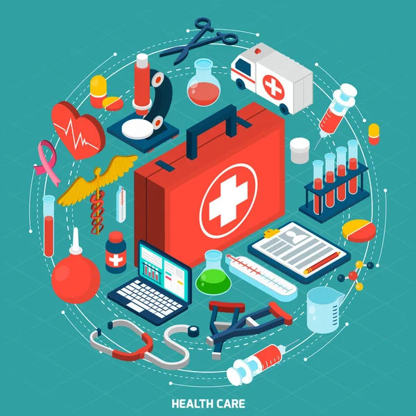 Gezondheidszorg concept isometrische pictogram — Stockvector