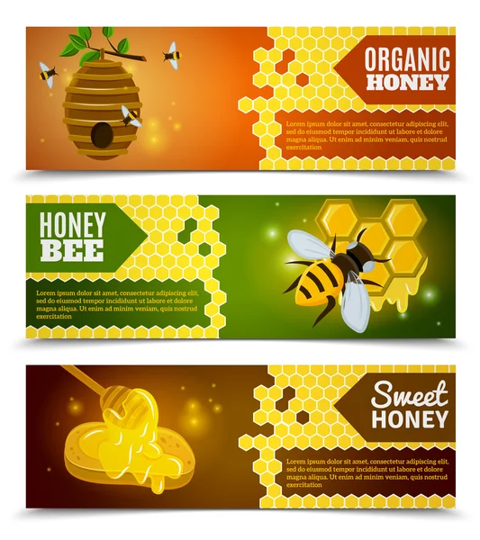 Honey Banners Set — Stock Illustration Honey Banners Set Royalty Free Stock Illustrations