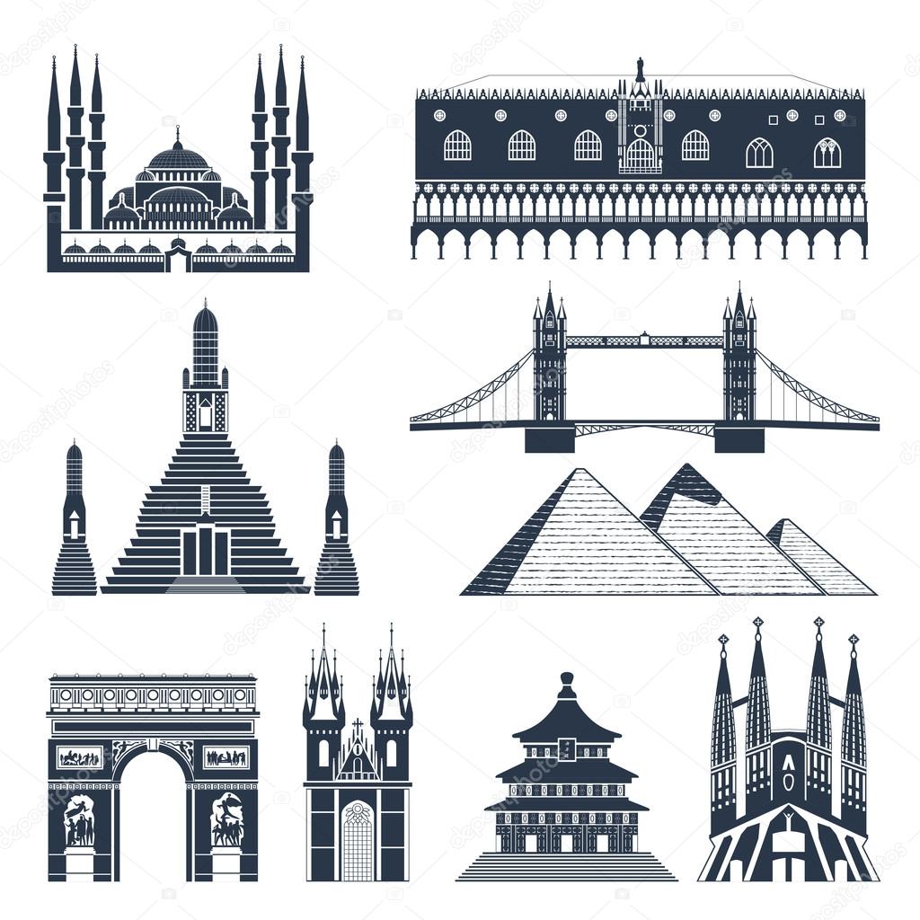 Landmarks And Monuments Black Set