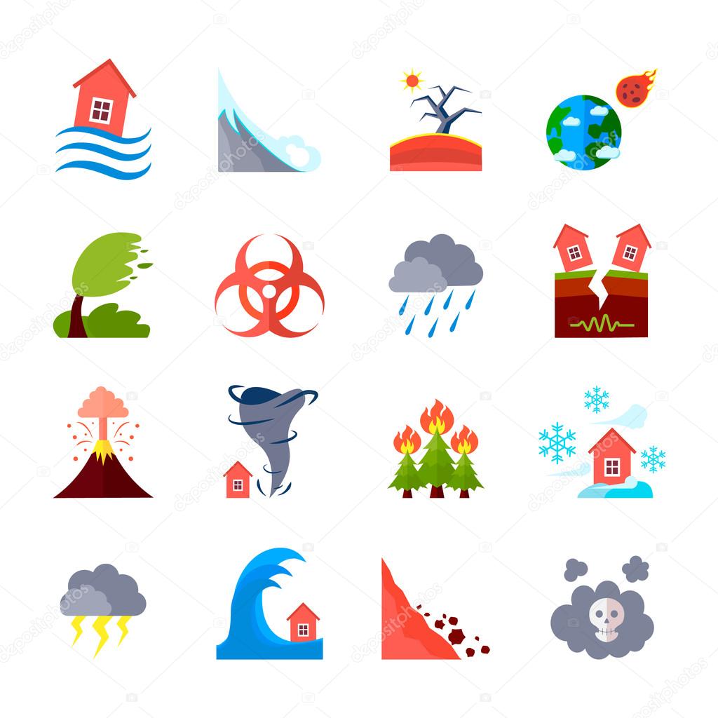 Icons Set Of Natural Disasters