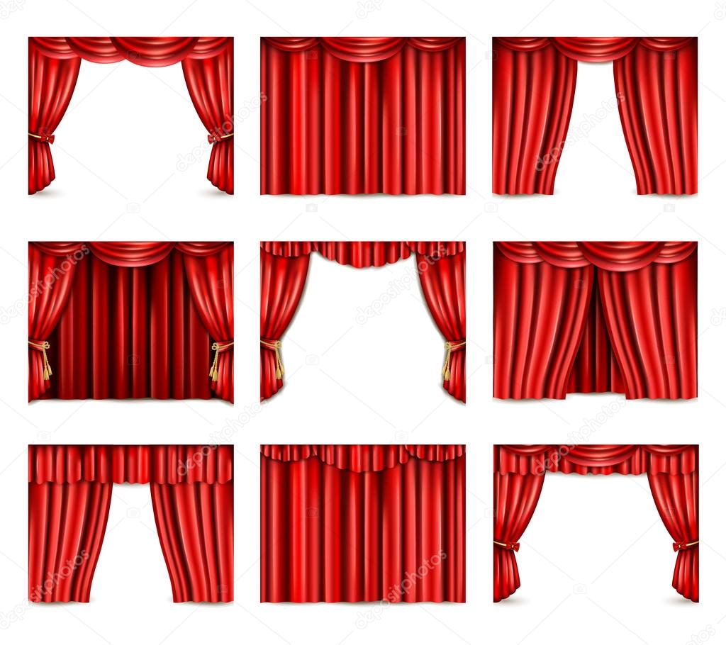 Theatre Curtain Icons Set
