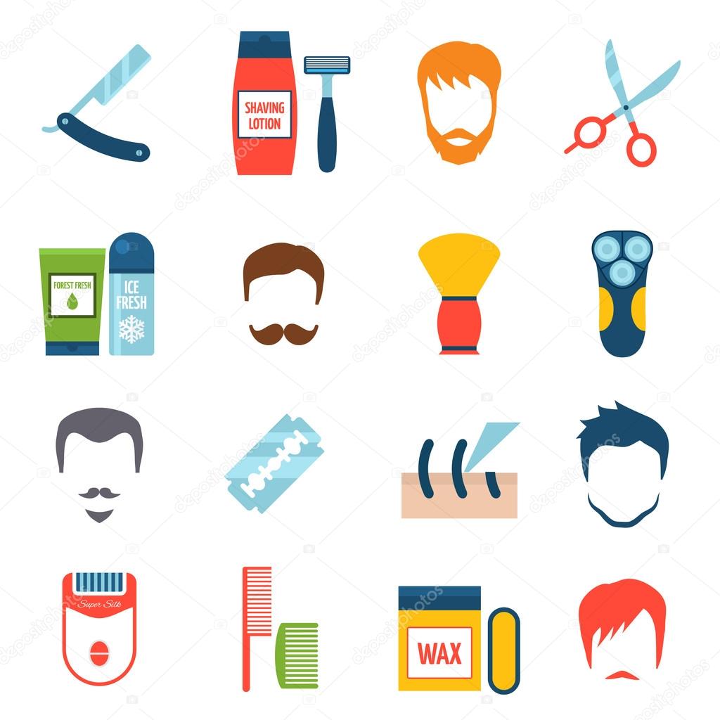 Shaving Icons Set