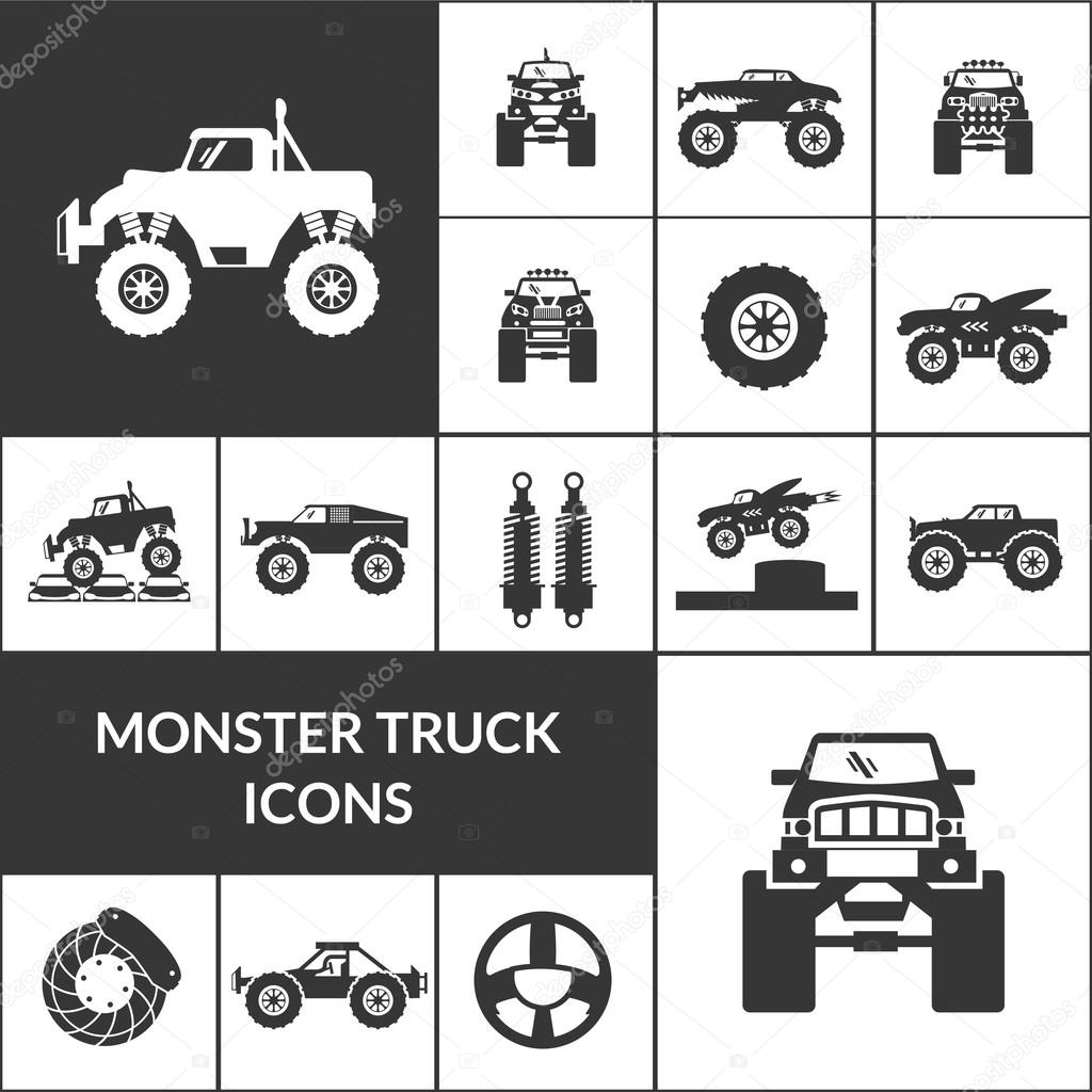 Monster Truck Icons Set