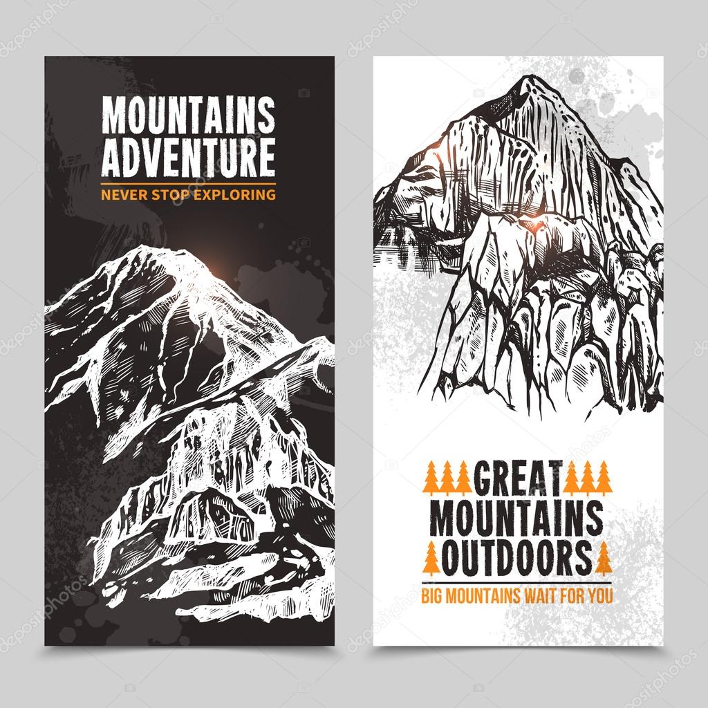 Mountain tourism 2 vertical banners