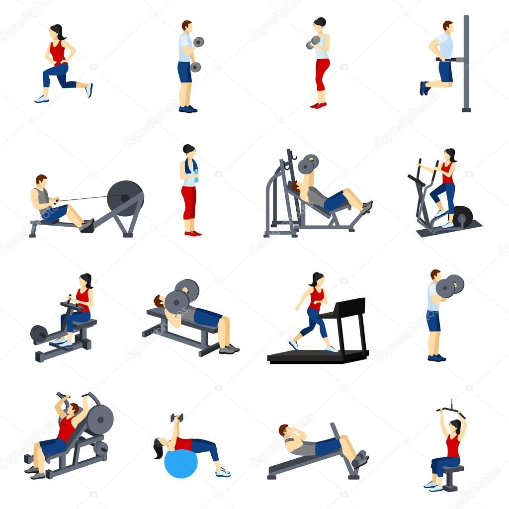 Fitness Gym Training Icons Set