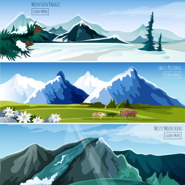 Mountain Landscapes Banner Set clipart