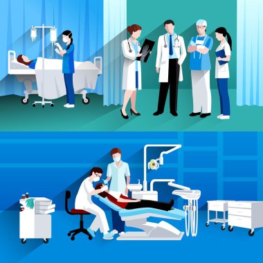 Doktor ve hemşire 2 tıbbi afiş