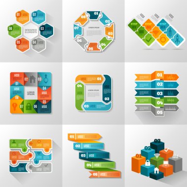 Infographic şablonları Icons Set