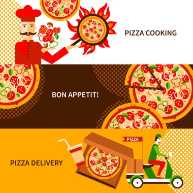 Pizza teslim düz yatay Banner ayarla