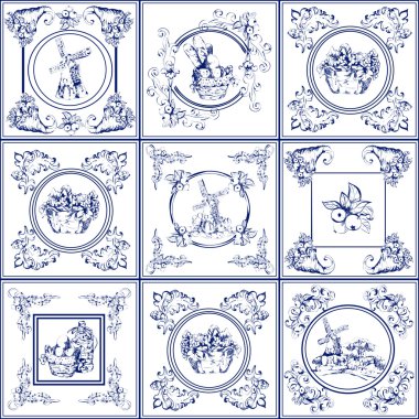 Ünlü delft blue Icons collection döşer