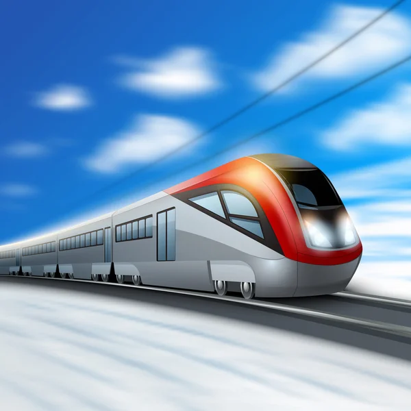 Modern Train In Motion — Stock Vector