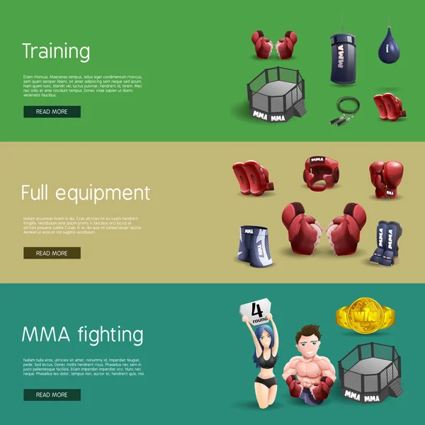 Conjunto de pancartas 3D interactivas de lucha Mma — Vector de stock