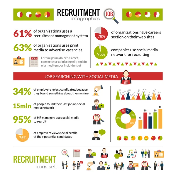 Recruitment Infographics Set — Stock Vector