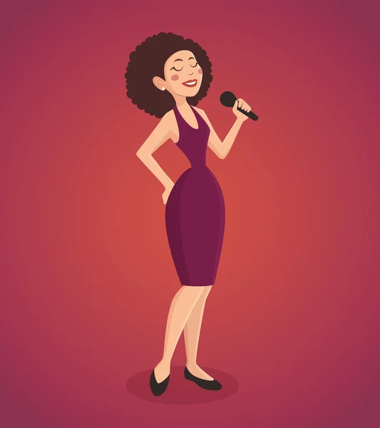 Singer Woman Illustration — Stock Vector