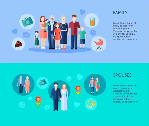 Bannières de famille et de conjoints — Image vectorielle