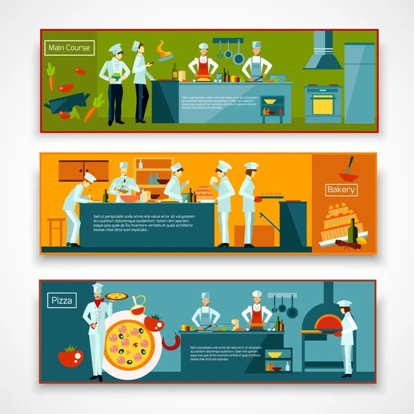 Ensemble de bannière Cooking People — Image vectorielle