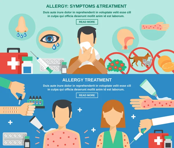 Ensemble de bannières allergiques — Image vectorielle