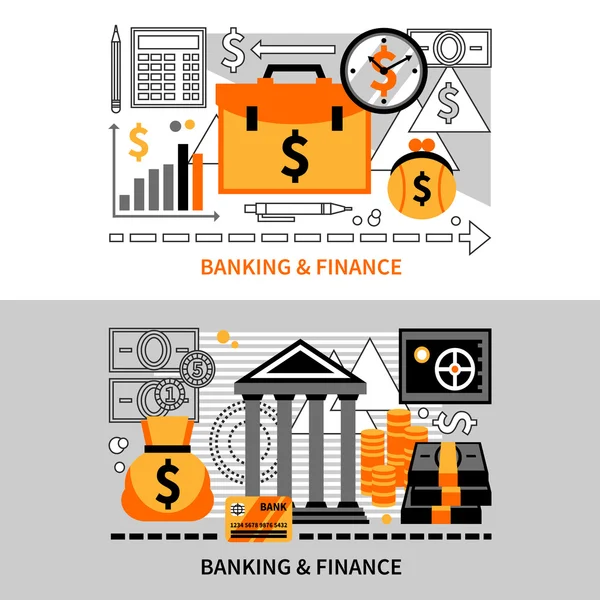 Finances Bannières horizontales — Image vectorielle
