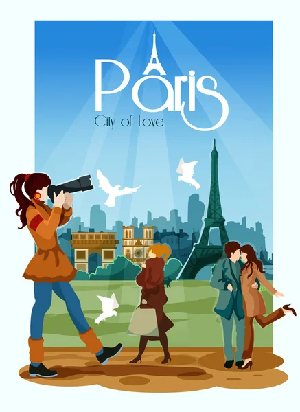 Ilustrasi Poster Paris - Stok Vektor