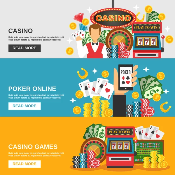 Juego de banners de casino — Archivo Imágenes Vectoriales