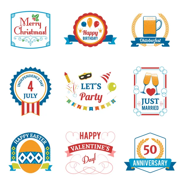 Holiday Celebration emblemen instellen — Stockvector