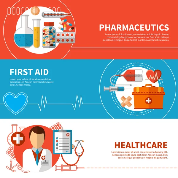 Bannières médicales horizontales — Image vectorielle