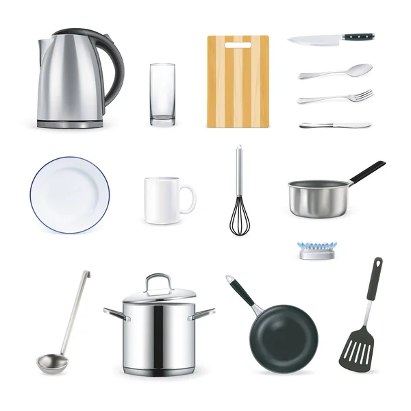 Realistic Icons Of Kitchen Utensils — Stock Vector