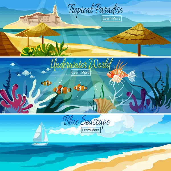 Seascape Banner-készlet — Stock Vector