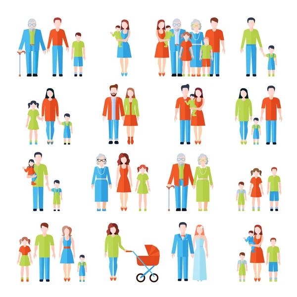 Familia apartamento iconos conjunto — Vector de stock