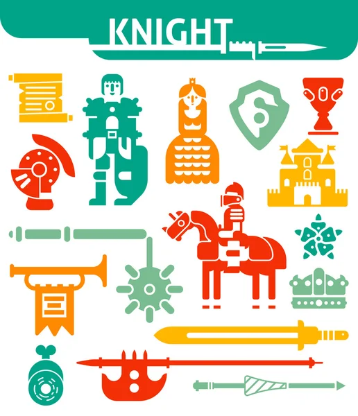 Set van zwart-wit pictogrammen Knight — Stockvector