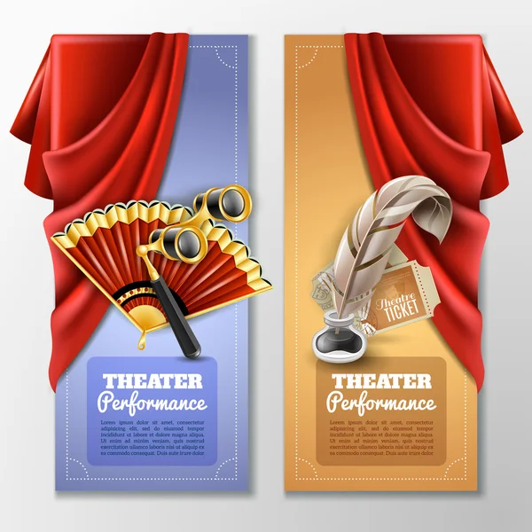 Teatro e palcoscenico Banner set — Vettoriale Stock