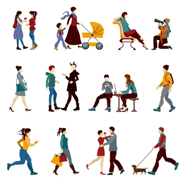 Ciudad conjunto de personas — Vector de stock