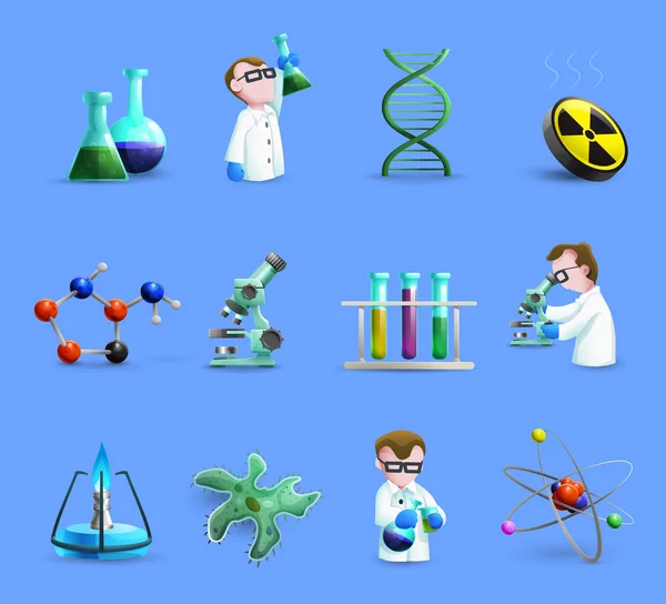 Iconos del equipo del laboratorio de la ciencia fijados con — Archivo Imágenes Vectoriales